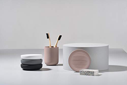 ZONE DENMARK Nova Porcelain Soap Dish with Sophisticated Simplicity Soft Touch Coating - Elevate Your Bathroom Décor, Practical Design, Style and Functionality- (Soft Grey) - color: Soft Grey, size: ∅12xh3cm