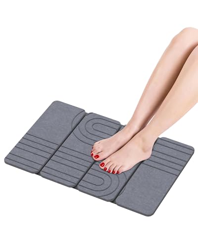 Foldable Diatomaceous Earth Bath Mat, Quick-Dry Stone Bathroom Mat, 60cm x39cm x0.9cm No Slip Absorbent Mat for Bathrooms, Households, and Kitchens