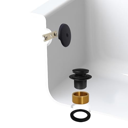 Westbrass A931K-62 Universal 1-3/8" Fine Thread Tip-Toe Bathtub Drain Plug Trim Set with One-Hole Overflow Faceplate and 1-1/2" Adapter Bushing, Matte Black - color: Brass