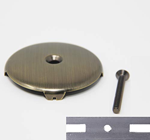 PF WaterWorks Universal Bathtub/Bath Tub Drain Single/One (1) Hole Overflow Face Plate - Matching Screw - Adapter for 2 Hole; Antique Brass; PF0930-AB - color: Antique Brass, style: 1 Hole