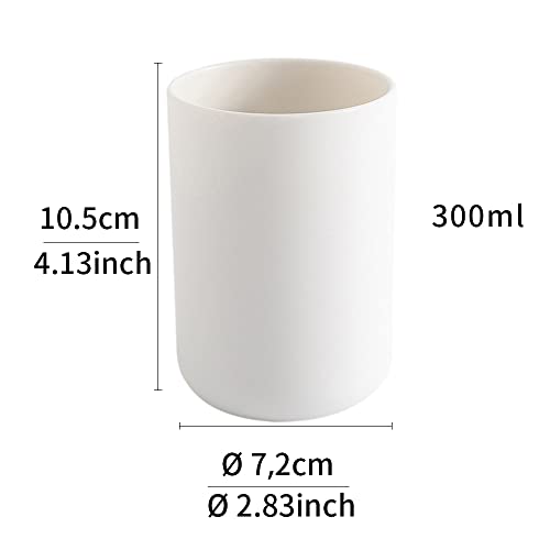 Japanese Toothbrush Cup, Bathroom Accessories Toothpaste Holder, Makeup Brush Cup Holder, Razor Holder for Bathroom Vanity top 2-Piece Set (White & White)