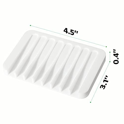 Urbanstrive Soap Dish Shower Waterfall Soap Tray Holder for Bathroom, Kitchen, Counter Top, Flexible Silicone, Keep Soap Bars Dry, Easy Cleaning - White