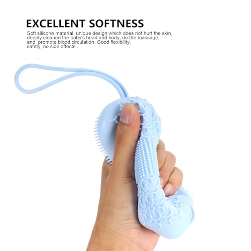 Silicone Bathing Brush 2pcs Set Double-Sided Body Scrubber Gloves Blue for Adults Bathroom Massage and Deep Cleaning Bath Accessories