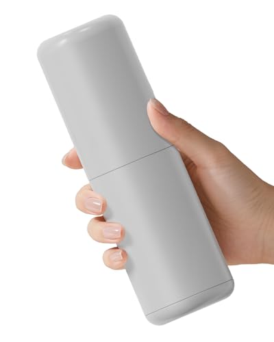 Travel Toothbrushes Holder – Portable Toothbrush Containers with Rinse Cup, Toothpaste Case with Leak-Proof Cover for On-The-Go Oral Care (Grey) - color: Grey