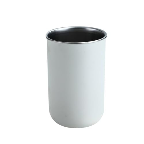Drinking Tumblers, 11 Ounce Stainless Steel Drinking Cups, Reusable Steel and Durable Cups for Toothbrush Holder (White or Grey) (White) - color: White