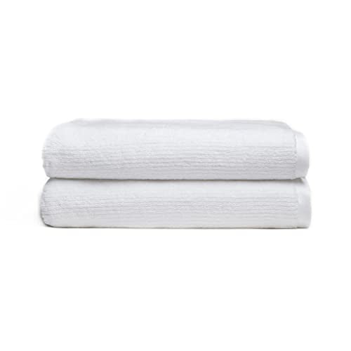 Cozy Earth Ribbed Bath Sheet Set - 60% Cotton 40% Viscose from Bamboo Bath Sheets - Soft & Absorbent Textured Ribbed Pattern - 2 Pack White - color: White, size: Bath Sheet