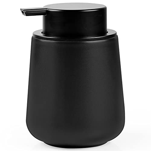 Bosilunlife Black Lotion Dispenser - 12Oz Ceramic Soap Dispenser Bathroom Refillable Liquid Hand Wash Dispenser for Bathroom Kitchen Dish Soap Dispenser with Easy-to-Press Pump - color: Matte Black