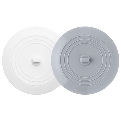 Vaincre 2PCS Bathtub Drain Stopper - 5" Silicone Kitchen Bathroom Hair Water Shower Stopper, Bathtub Drain Plug, Universal Flat Suction Shower Kitchen Cover, Bathroom Laundry Accessories - color: Grey+white