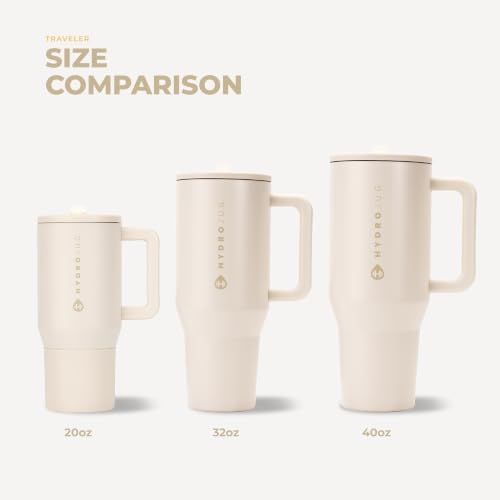 HydroJug Traveler 32oz, Insulated Tumbler with Handle & Straw, Cream - color: Cream, size: 32 Ounces