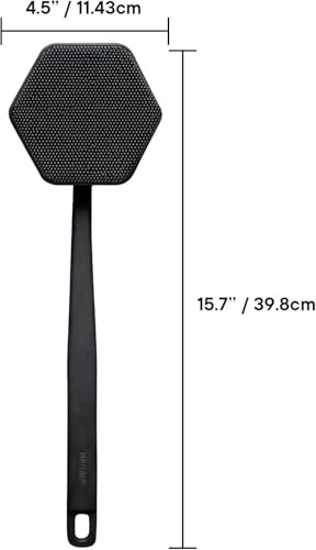 TOOLETRIES Silicone Back Scrubber for Shower, Bath Brush - Charcoal | Long ergonomic handle and non-slip grip make exfoliating hard-to-reach areas simple and comfortable. - color: Charcoal