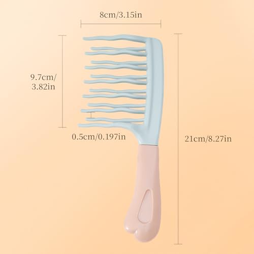 Wide Tooth Comb for Curls, Detangling Comb with Double Row Wavy Tooth for Curly/Wavy/Thick/Long/Wet & Dry Hair, Detangler Hair Brush Large Tooth Shower Hair Comb for Women Girl Men - color: Green