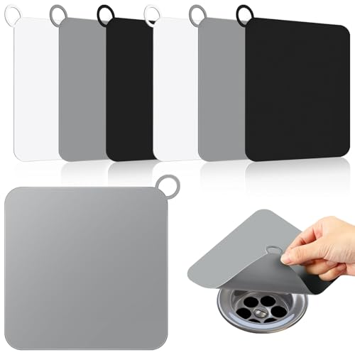 Yinkin 6 Pcs Drain Covers to Keep Bugs Out Silicone Shower Floor Tub Stoppers Bathtub Drain Stoppers Sewer Anti-Odor Mats Deodorizing Plugs for Bathroom(6 x 6 Inch,Square,White, Grey and Black) - color: White, Grey and Black, size: 6 x 6 Inch, style: Squa