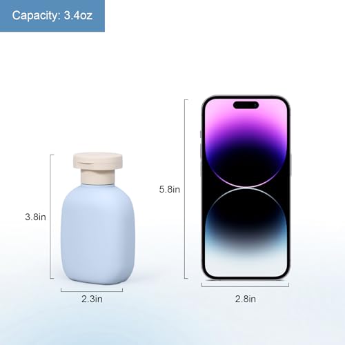 3.4 oz Small Plastic Travel Shampoo Bottles, Empty Plastic Squeeze Bottles with Flip Cap for Toiletries, Leakage-proof Travel Shampoo and Conditioner Bottles - color: Blue+Green, size: 3.4 ounces