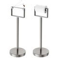 RUACQ Toilet Paper Holder Free Standing, Stainless Steel Toilet Paper Holder Stand with Weighted Base, Bathroom Toilet Paper Holder Free Standing, Floor Tissue Roll Holder (Brushed Nickel, 1Pack) - color: Brushed Nickel, size: Free Standing