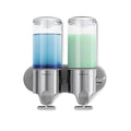 simplehuman Double Wall Mount Shower Pump, 2 x 15 fl. oz. Shampoo and Soap Dispensers, Stainless Steel (Pack of 6) - size: Double (Pack of 6)