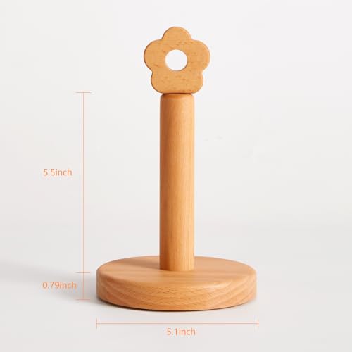 Toilet Paper Holder Stand, Cute Flower Design Wooden Toilet Paper Holder Free Standing, Decorative Toilet Roll Holder, Scrunchies Holder Stand, Hair Ties Organizer - size: 8.27inch-Flower