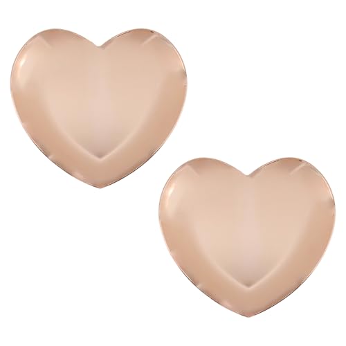 Dnyta 2Pcs Stainless Steel Decorative Tray, Decor Jewelry Dish, Bathroom Decor Makeup Serving Trays for Dresser, Cosmetics Home Decor for Keys Watch Wallet Trinket- Small (Heart shape, Rose Gold) - style: Heart-shaped rose gold style (2pcs)