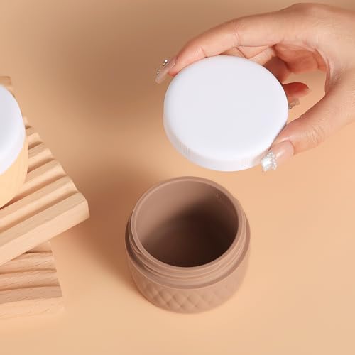 Kuangre Travel Containers for Toiletries, Silicone Cream Jars BPA-Free, TSA Approved 2oz Travel Size Containers, Leak-proof Silicone Jars with Lid for Cosmetic Face Hand Body Cream (4 Pack) - color: Apricot, size: 2 Ounces
