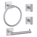Towel Ring Set 4 Piece Bathroom Hardware Set Includes Towel Ring 2 Towel Hooks and Toilet Paper Holder Stainless Steel Wall Mounted (Brushed Nickel) - color: Brushed Nickel, size: Set C