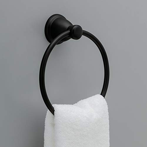 Franklin Brass 5-Piece Matte Black Bathroom Set (2) Towel Racks, Ring, Toilet Paper Holder, Hook | Kinla Bath Accessories - color: Matte Black, style: 5-Piece Bath Accessory Set
