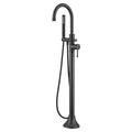 Wowkk Free Standing Tub Faucet Oil Rubbed Bronze Freestanding Bathtub Faucet Floor Mount Brass Bathroom Tub Filler with Hand Shower - color: Oil Rubbed Bronze, style: Modern