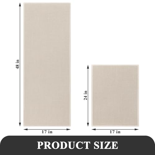 SHACOS Bath Mat Set of 2, Ultra Thin Washable Bathroom Rugs, No Slip Rubber Bath Rugs for Bathroom, Quick Dry Absorbent Bathroom Mat for Shower Outside Floor Toilet Sink (17"x24"+17"x47") - color: Beige, size: 17"x24"+17"x47"
