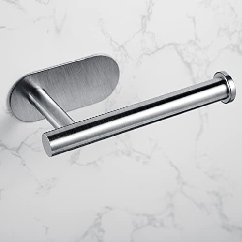 YUET Toilet Roll Holder Self Adhesive Holders Tissue 3M Stand Hanger Bathroom, Kitchen, Washroom Premium Thicken SUS-304 Stainless Steel, No Drilling,Strong Adhesiveness Rustproof (Brushed Silver) - color: Silver