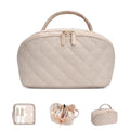honitty Makeup Bag, Quilted Makeup Bag, Puffy Travel Make up Bags, Cosmetic Organizer Bag, Waterproof Toiletry Bag for Women - color: Khaki