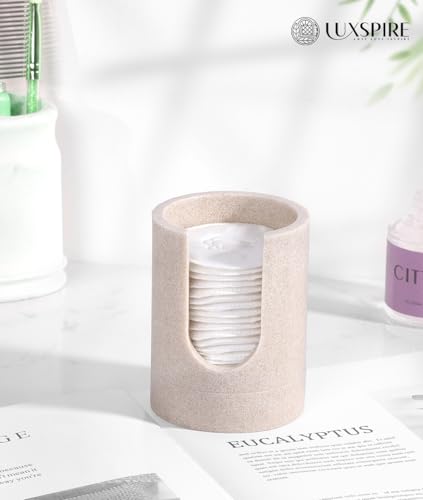 Luxspire Bathroom Cup Dispenser, 3oz Dixie Cup Dispenser, Resin Dixie Cup Holder, Disposable Paper Cup Holder for Bathroom, Cotton Pad Holder, Guest Bathroom Essentials, Beige - color: Beige, size: 3oz
