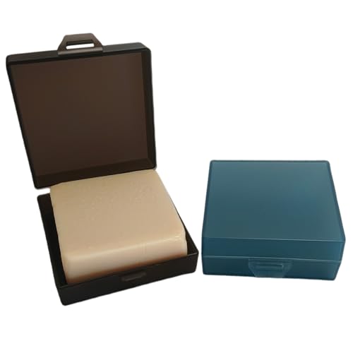 Soap Holder 2 Pack, Shower Bar Case Box Fit Dr Squatch, Waterproof Travel Container with Lid, Square Bathroom Soap Dish for Camping Gym Outdoor Traveling (Transparent Black/Blue) - color: Transparent Black / Blue