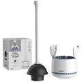 MR.SIGA Toilet Plunger with Holder, Heavy Duty Toilet Plunger and Holder Combo for Bathroom Cleaning, White - color: White