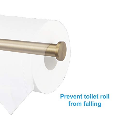 TASTOS Brushed Gold Toilet Paper Holder SUS304 Stainless Steel, Modern Round Tissue Roll Holders Wall Mount, Toilet Paper Roll Dispenser Bathroom 5 inch TP Holder for Kitchen Washroom - color: Brushed Gold