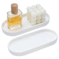 2PCS White Ceramic Round Soap Dispenser Tray, 3.5 X 8 Ceramic Vanity Tray for Bathroom Counter Decorative, Jewelry Ring Dish, Toilet Tank, Candles, Kitchen Sink Countertop Organizer Plate