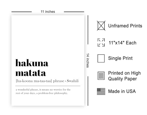 Poster Master Definition of Hakuna Matata Print - Typography Poster - Dictionary Art - Motivational Gift for Him & Her - Inspiring Wall Decor for Bedroom or Living Room - 11x14 UNFRAMED Wall Art - color: Style05, size: 11"L x 14"W