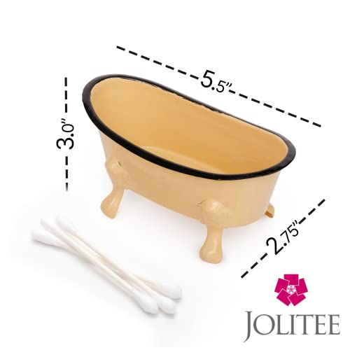 Rustic Enamel 1 Piece 5.5" Metal Clawfoot Mini Bathtub Soap Dish Mini Bath Tub Decoration Clawfoot Tub Soap Caddy Lemon - color: Lemon