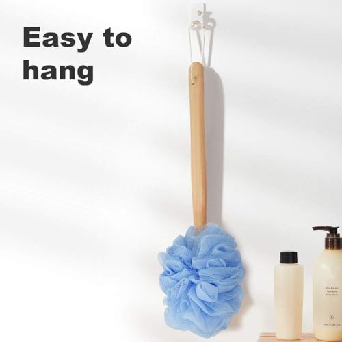 Back Scrubber for Shower & Body, Long Handle Bath Brush with Loofah Sponge, Exfoliating Shower Brush for Men and Women - color: A-blue