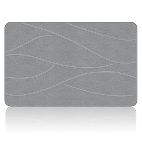 Veeloim Stone Bath Mat Diatomaceous Earth Shower Mat Non-Slip Super Absorbent Diatomite Stone Bath Mats for Bathroom Floor Quick Drying Natural Easy to Clean(23.6''×15.4" Gray) - color: Line1-grey