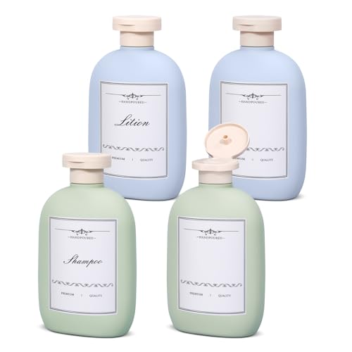 8.8 oz Plastic Travel Shampoo Bottles, Empty Plastic Squeeze Bottles with Flip Cap for Toiletries, Leakage-proof Travel Shampoo and Conditioner Bottles - color: Blue+Green, size: 8.8 ounces