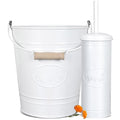 Autumn Alley Rustic Farmhouse White Bathroom Trash Can and Toilet Brush Set – Bathroom Accessories for Modern Farmhouse Charm, White Trash Can with Toilet Brush and Holder, 2 Gal. Capacity - color: White