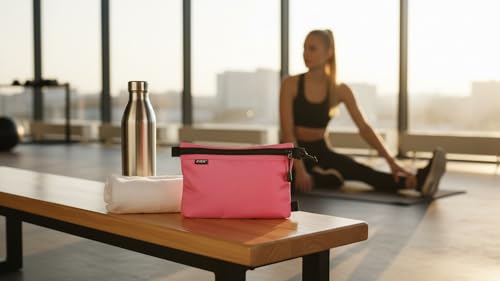 GOX Small Toiletry Bag for Men Bulk Cosmetic Bag Dopp Kit Carry On Zipper Pouch Organization Nylon Small Packing Sack Water Repellent - color: Pink