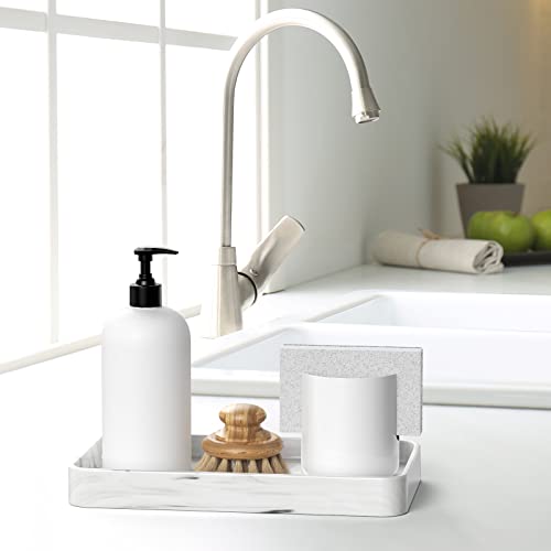 Gurygo 10" Vanity Tray for Bathroom - Hand Towel Tray Organizer for Paper Napkins - Bathroom Vanity Counter Organization - Ceramic Soap Dispenser Tray for Kitchen Counter (Marble White, Set/1)… - color: Marble White, size: 9.9" x 5.7" x 1.1"