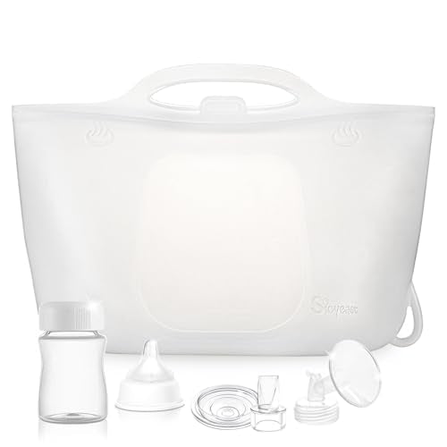 Silicone Travel Bottle Sterilizer Bags | 2000ml Microwave Steam Sterilizer Bags for Baby Bottles, Breast Pump & Pacifiers, Reusable Steam Sterilizing Bags for Travel and Home Use (Clear Milk White) - color: Clear Milk White