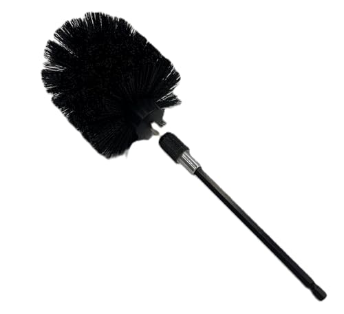 Diamond Shine 5-Piece Firm Bristle Drill Brush Set with 6” Extension Rod – Black Nylon Power Scrubber, 2-5 Inch Heads for Tile, Grout, Tubs & Outdoor Cleaning