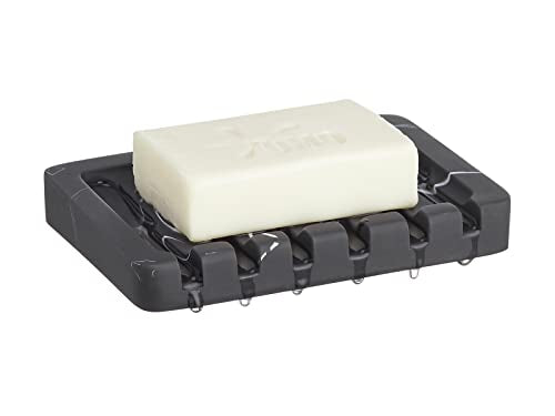INIUNIK Self Draining Soap Dish - Marble Look Soap Holder Tray Savers Box Container Sponge Holder for Bathroom Shower Kitchen, Black - color: Black-1 Pack