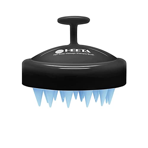 HEETA Scalp Massager Hair Growth, Soft Silicone Scalp Scrubber Shampoo Brush for Exfoliation, Dandruff Removal Head Massage Stress Relax, Wet & Dry Use for Thick Thin Curly Hair Care, Black Blue - color: New Black Blue