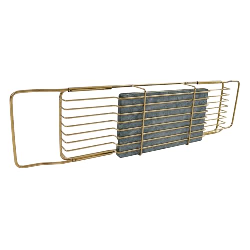 Expandable Bathtub Tray,Bathtub Tray Caddy for Luxury Bath Expandable,Expandable Range 68-90cm/26.77-35.43 in (Gold+Green) - color: Gold+green