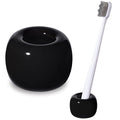 Urbanstrive Sleek Mini Ceramics Toothbrush Holder Stand for Bathroom Vanity Countertops, Black - color: Black