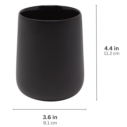 Yew Design Matte Black Toothbrush and Toothpaste Holder and Cup for Bathroom Vanity and Countertop, Round Organizer for Electric Toothbrushes, Floss, Razors, Cotton, and Mouthwash - color: Round Matte Black