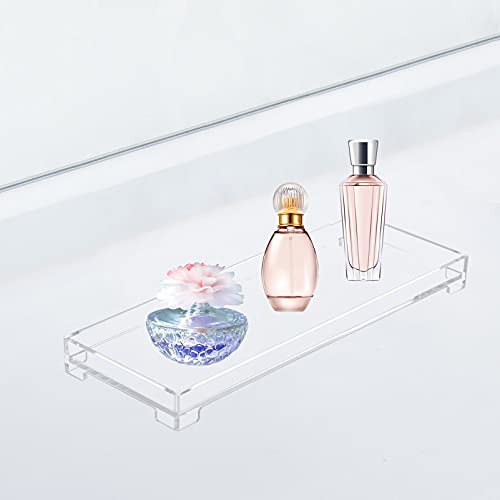 Vanity Bathroom Tray Acrylic Clear Rectangle Decorative Organizer, Small - color: Clear, size: 11.2" x 4.1" x 1"