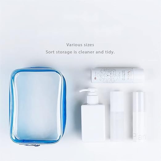 Buminee Navy Blue Clear Pouch Small, 6.6"x2.3"x4.7" TSA Approved Toiletry Bag - Clear Travel Bags for Toiletries and Cosmetics - 1 Pack - color: navy blue